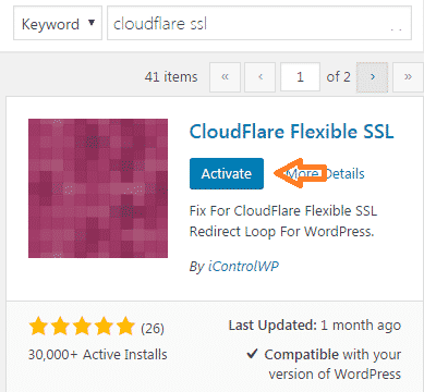 Cloudflare Flexible SSL Plugin Activate